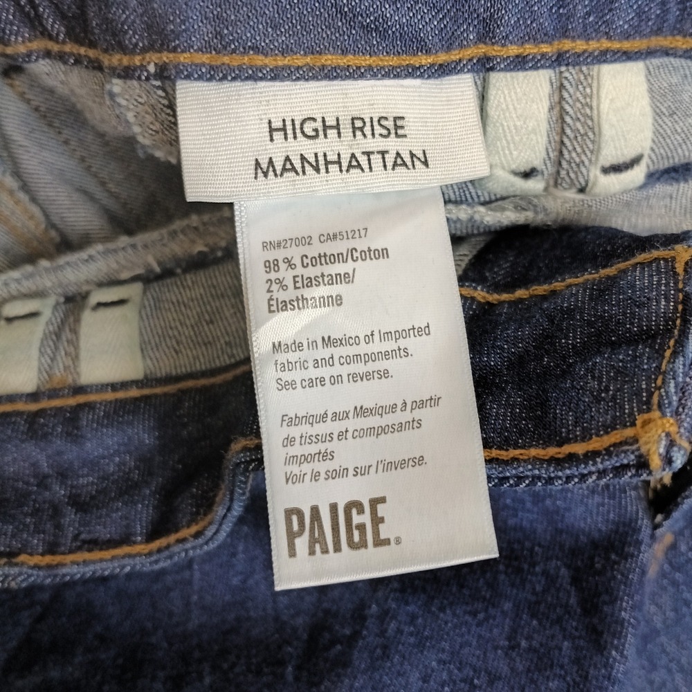 Paige High Rise Manhattan Jeans Women 26 Dark Wash Excellent Bootcut Stretch - Picture 7 of 9